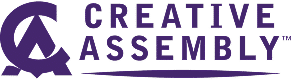 Creative Assembly logo in purple with text and abstract symbol.