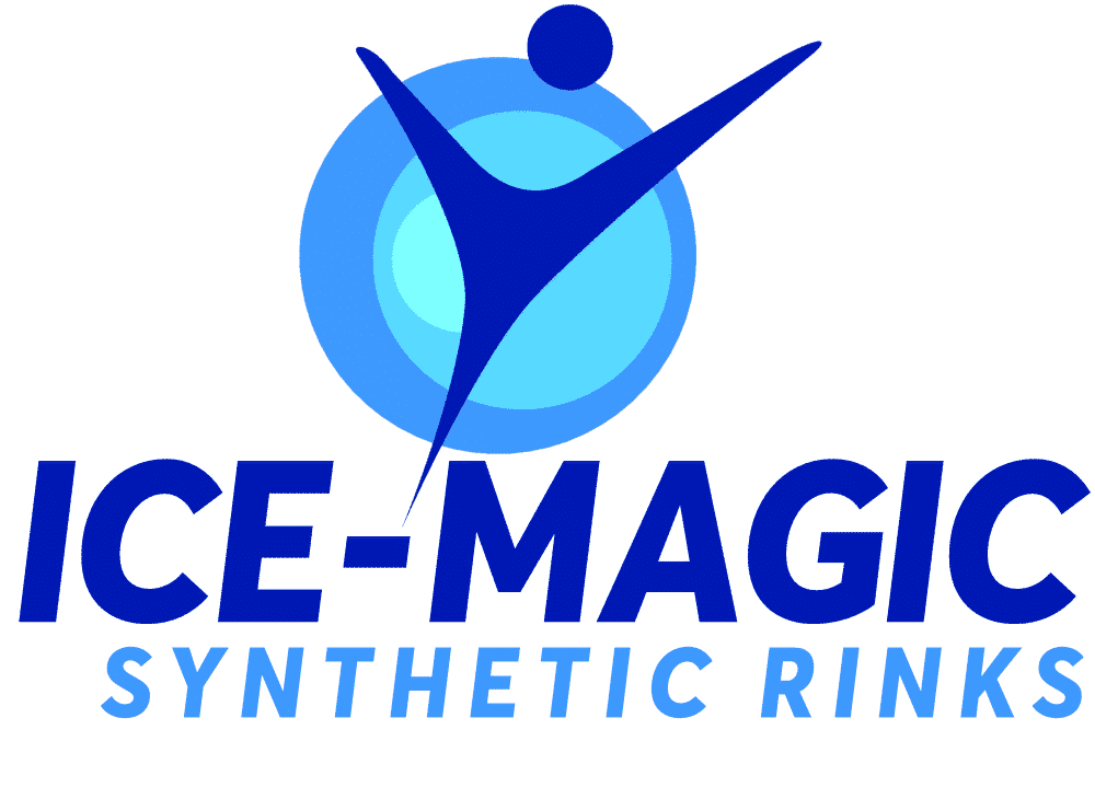 Ice Magic Synthetic Rinks logo with a blue skater and circle design.