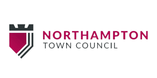 Logo for Northampton Town Council with a shield and castle turret design.